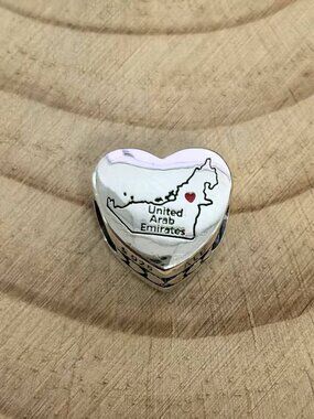 Pandora United Arab Emirates Exclusive Travel Heart Charm, S925 Silver Jewelry